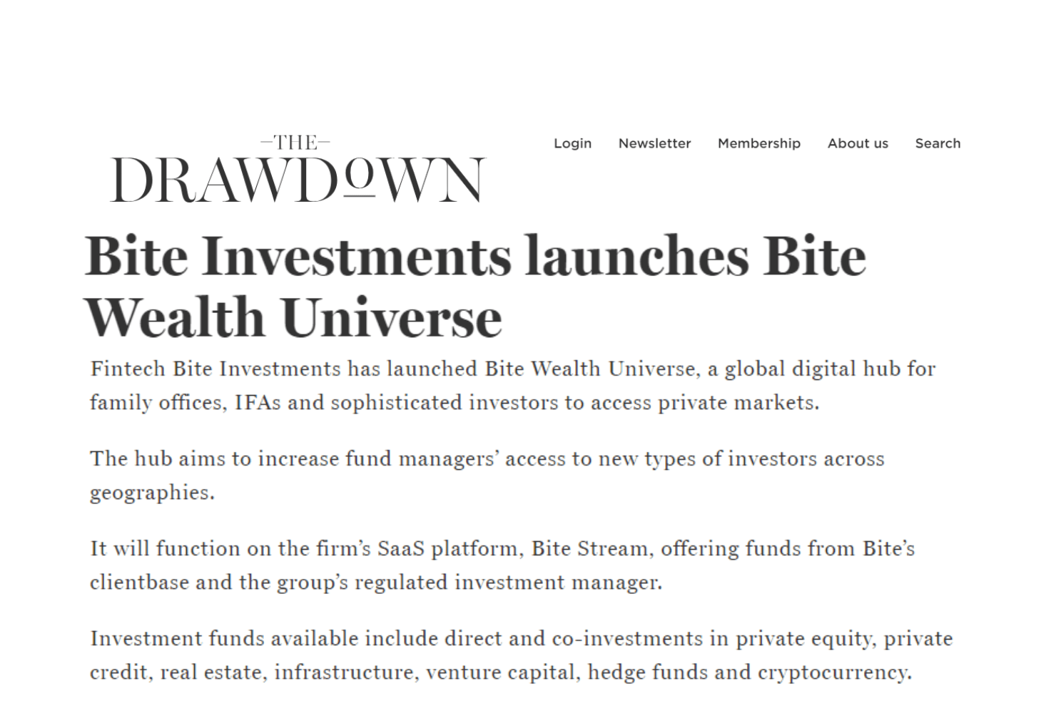 Bite Investments launches Bite Wealth Universe, a global digital hub opening access to private market funds.