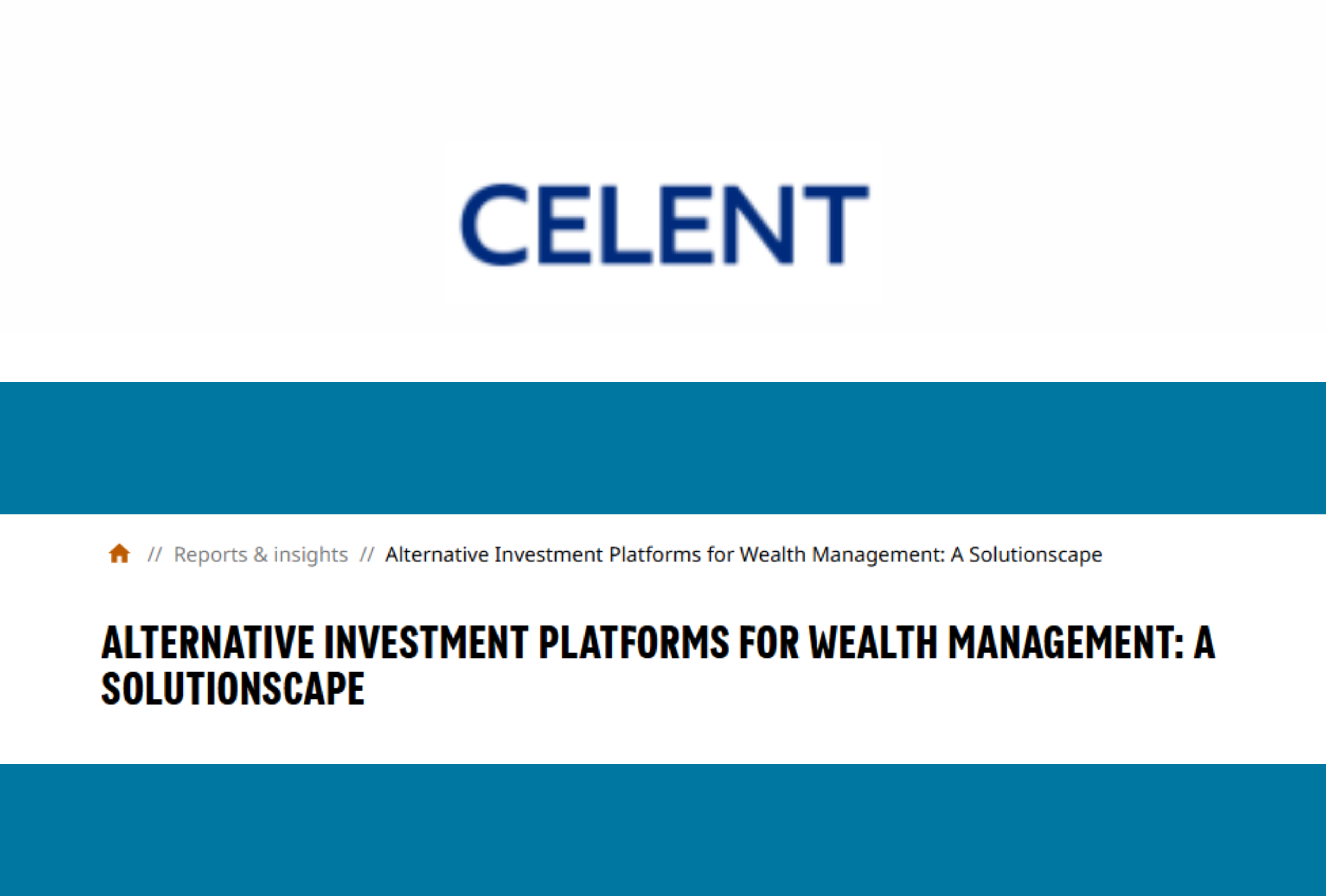 Bite Investments has been featured in Celent’s “Alternative Investment Platforms for Wealth Management: A Solutionscape” report, profiling 22 platforms that are transforming how wealth managers, family offices, and HNW investors navigate the alternative investment lifecycle, from discovery and subscriptions to post-investment operations.